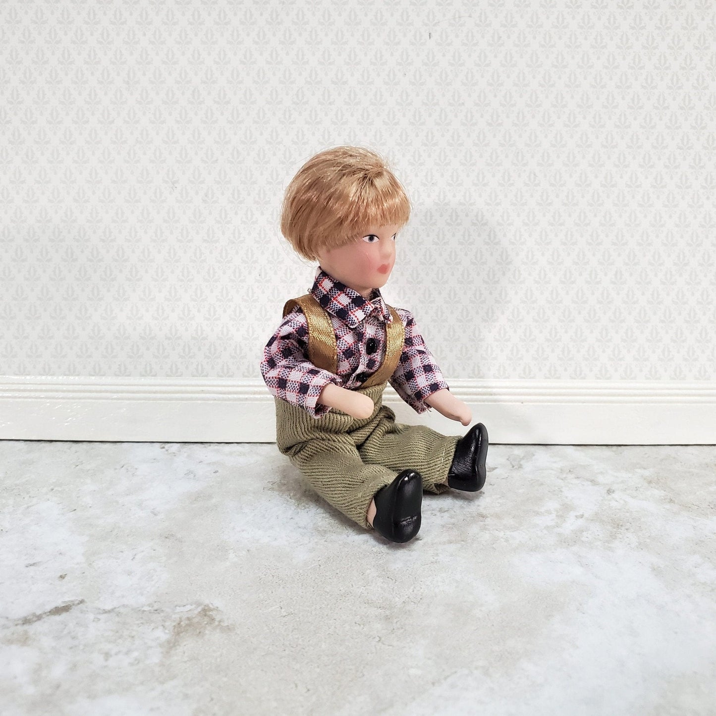 Dollhouse Miniature Country Boy Son Doll Porcelain Semi-Poseable 1:12 Scale Family - Miniature Crush