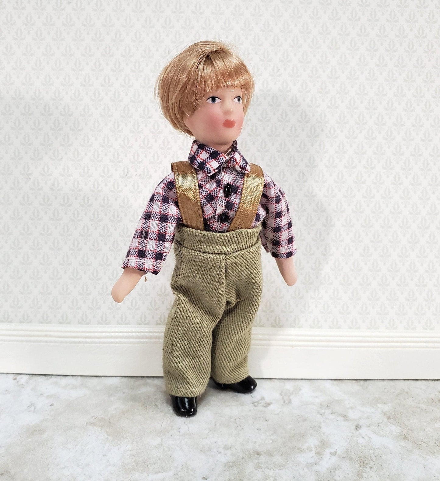Dollhouse Miniature Country Boy Son Doll Porcelain Semi-Poseable 1:12 Scale Family - Miniature Crush