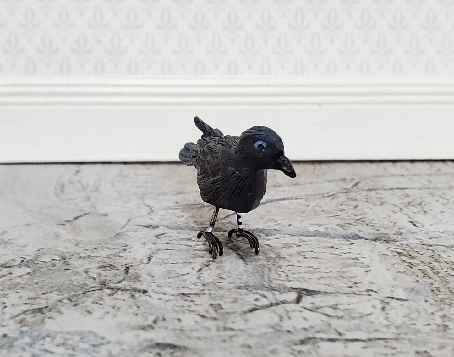 Dollhouse Miniature Crow or Raven Bird Large Resin 1 3/8" long 1:12 Scale - Miniature Crush