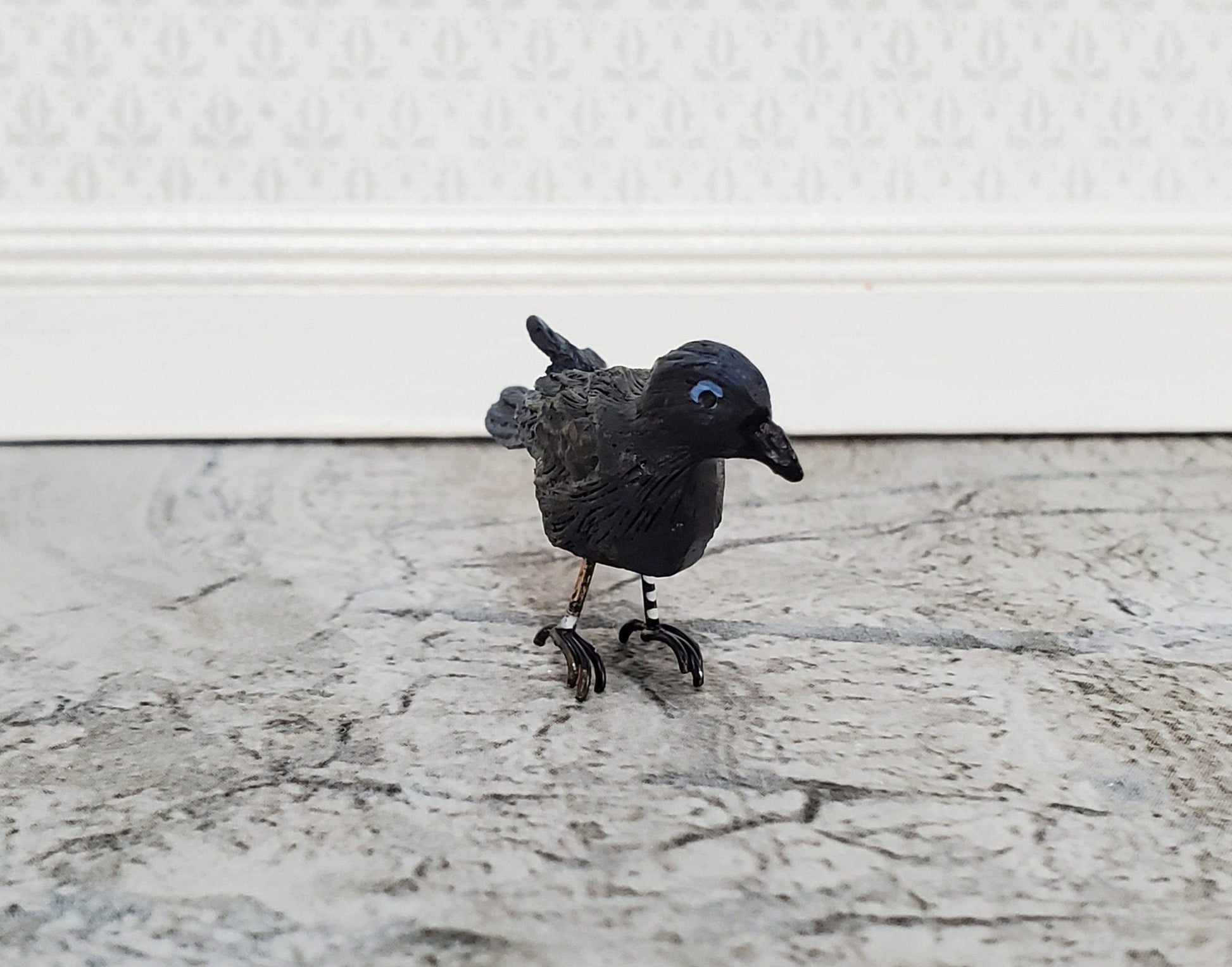 Dollhouse Miniature Crow or Raven Bird Large Resin 1 3/8" long 1:12 Scale - Miniature Crush