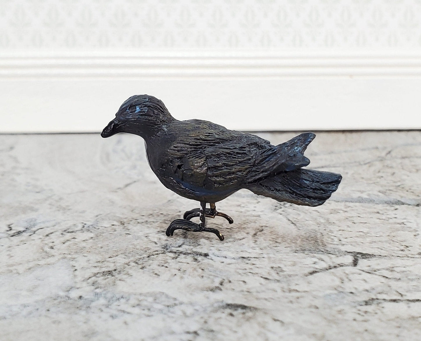 Dollhouse Miniature Crow or Raven Bird Large Resin 1 3/8" long 1:12 Scale - Miniature Crush