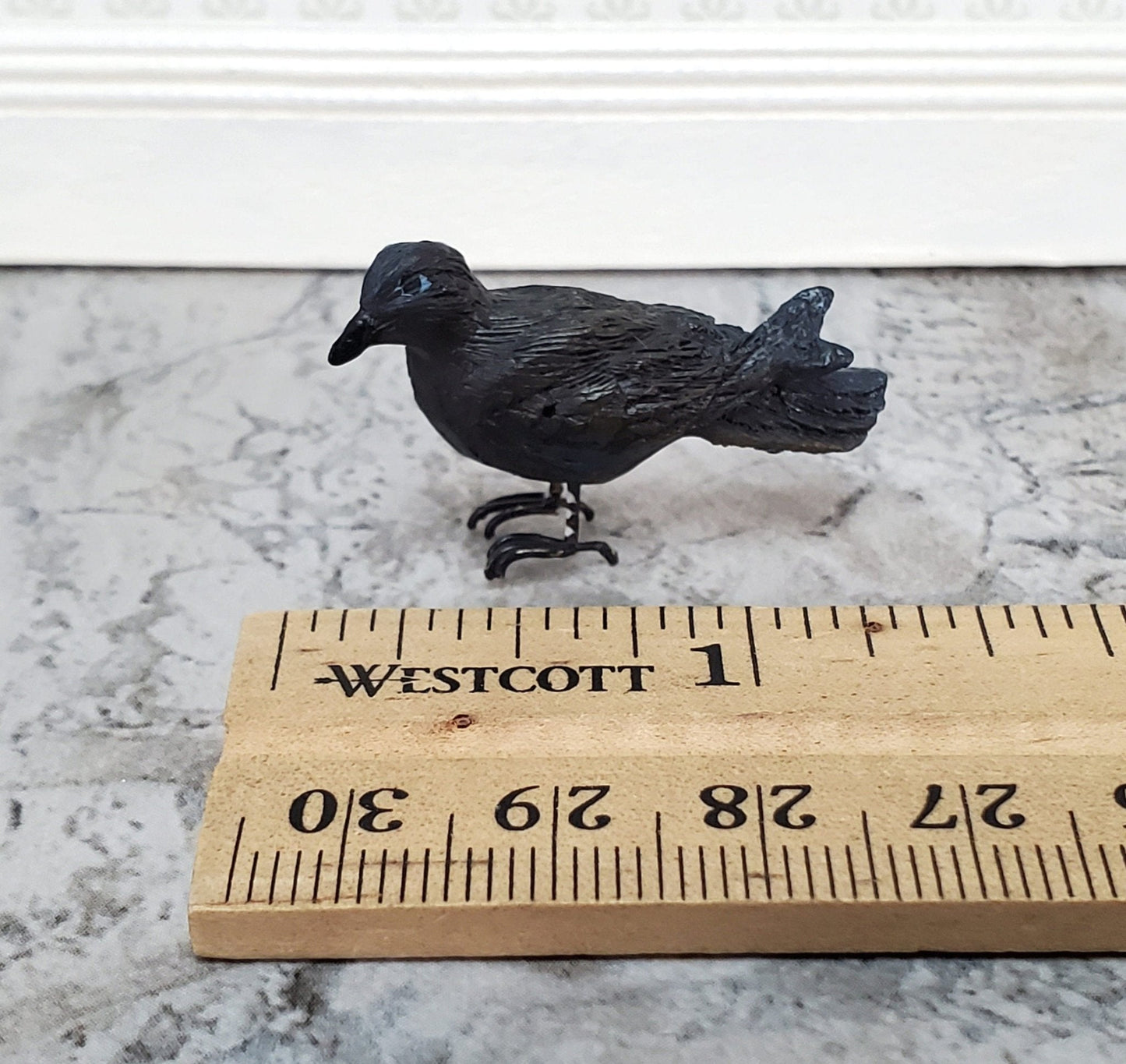 Dollhouse Miniature Crow or Raven Bird Large Resin 1 3/8" long 1:12 Scale - Miniature Crush