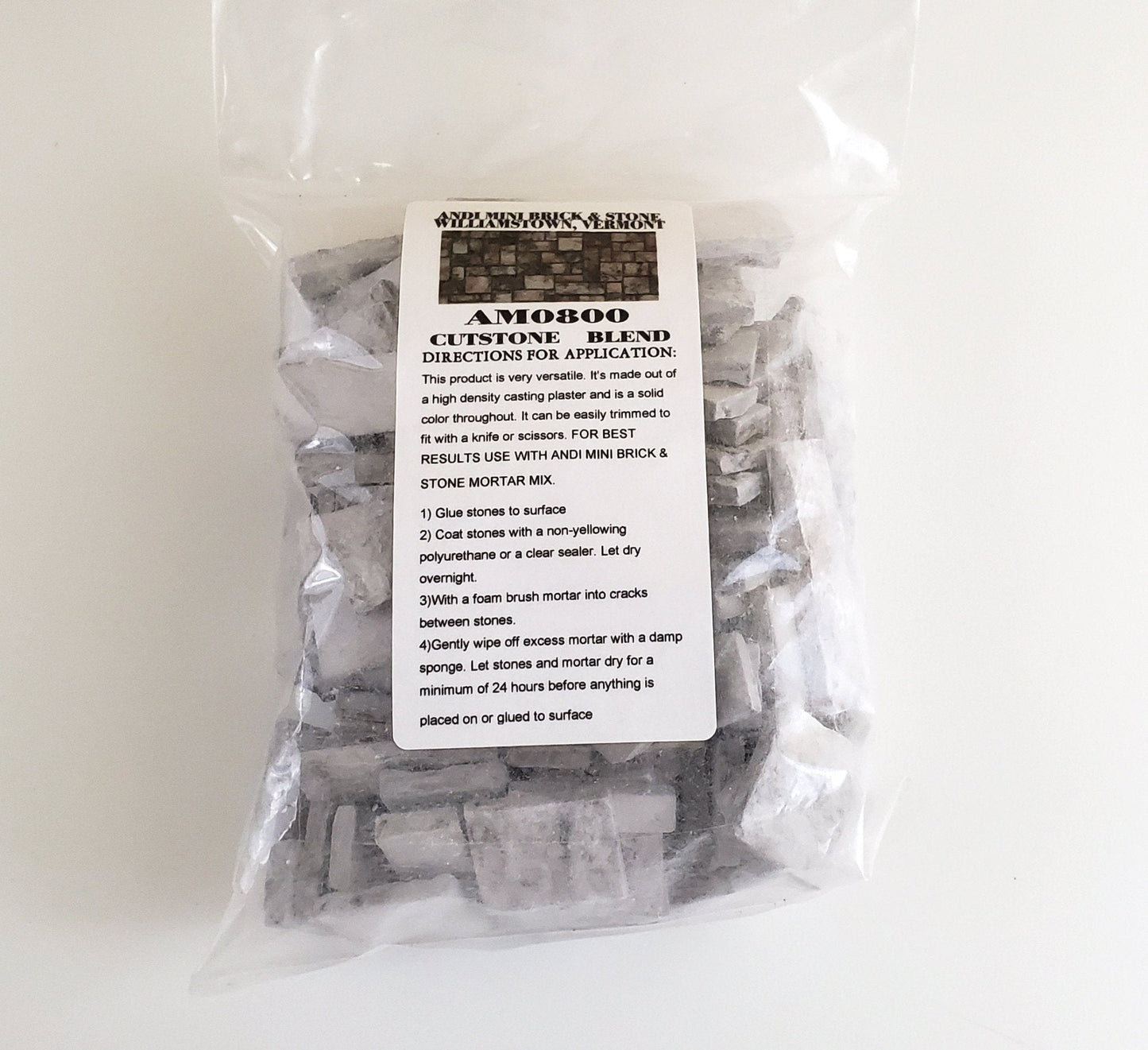 Dollhouse Miniature Cut Stone Gray Blend by Andi Mini Brick & Stone 1:12 Scale 72 sq in AM0800 - Miniature Crush