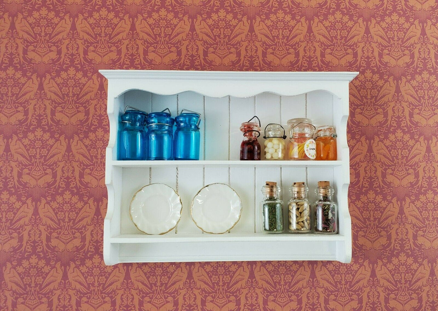 Dollhouse Miniature Display Shelf Large Hanging 1:12 Scale Furniture White Wood - Miniature Crush