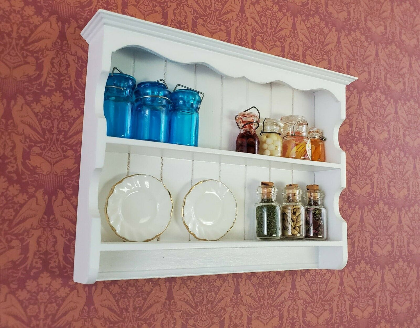 Dollhouse Miniature Display Shelf Large Hanging 1:12 Scale Furniture White Wood - Miniature Crush