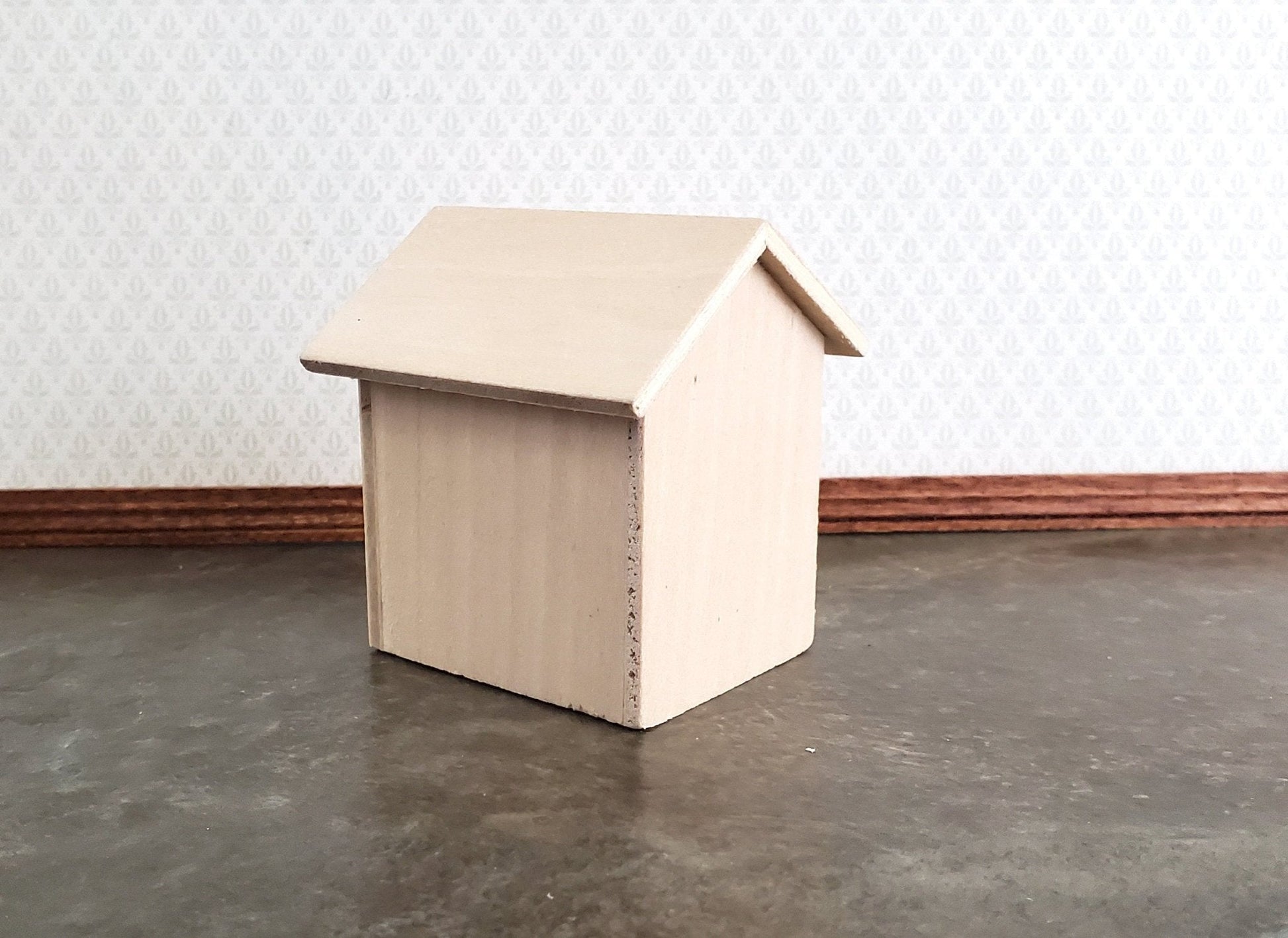 Dollhouse Miniature Dog House Kennel Small Unpainted Wood 1:12 Scale - Miniature Crush