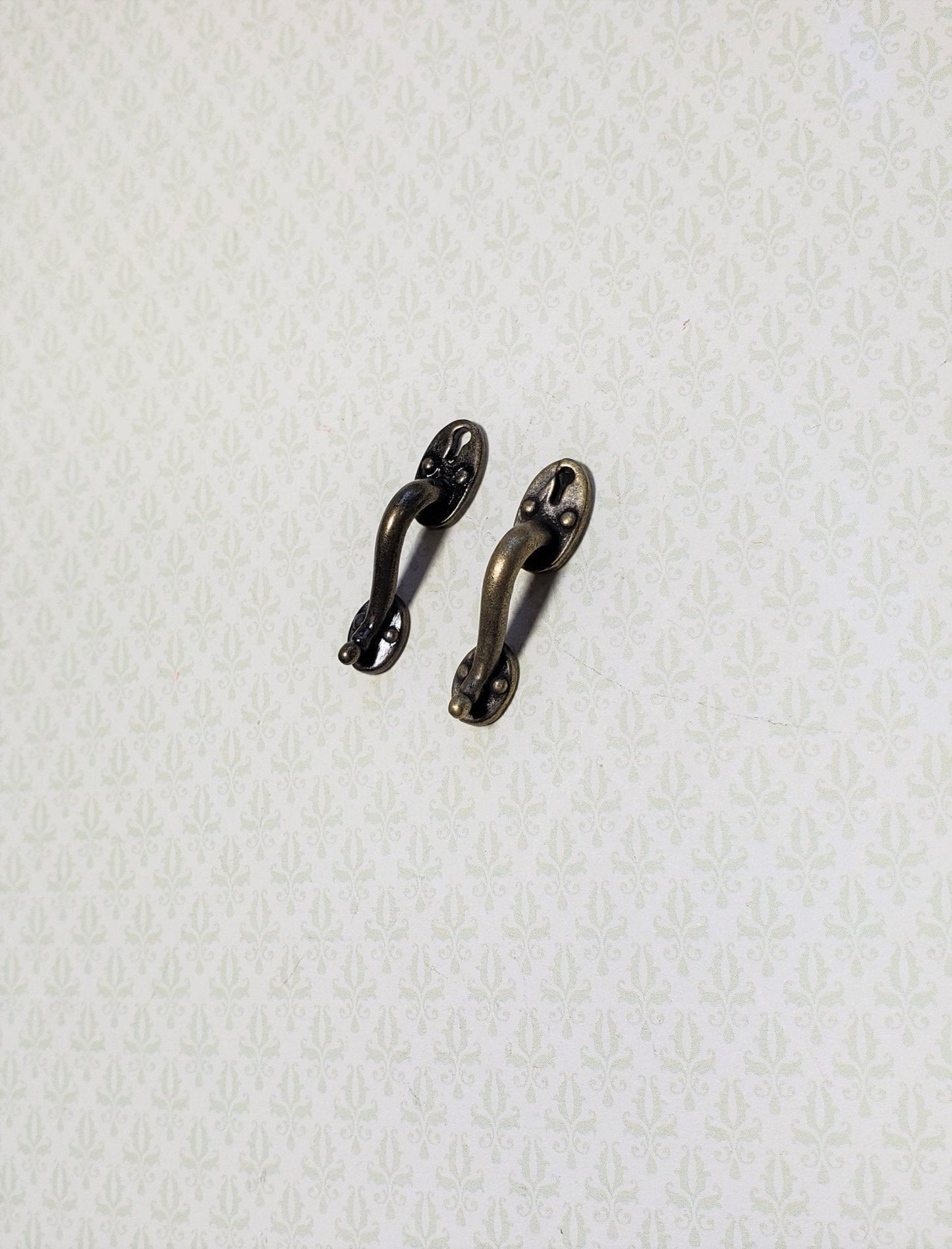 Dollhouse Miniature Door Handles Large with Keyhole 1:12 Scale Antique Bronze - Miniature Crush