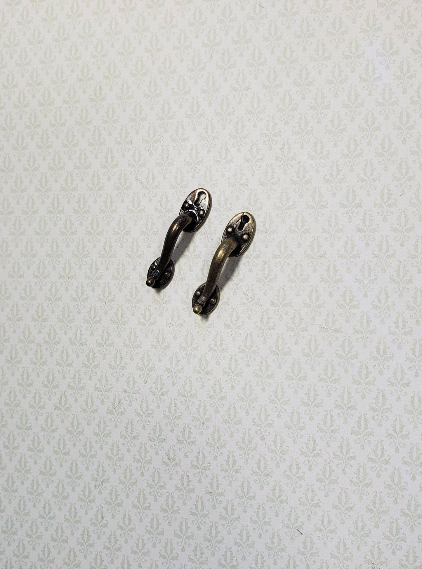 Dollhouse Miniature Door Handles Large with Keyhole 1:12 Scale Antique Bronze - Miniature Crush