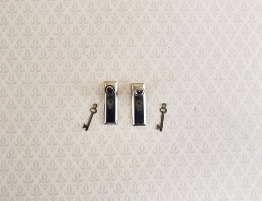 Dollhouse Miniature Door Knobs and Plates Set with Keyhole 1:12 Scale Silver Nickle - Miniature Crush