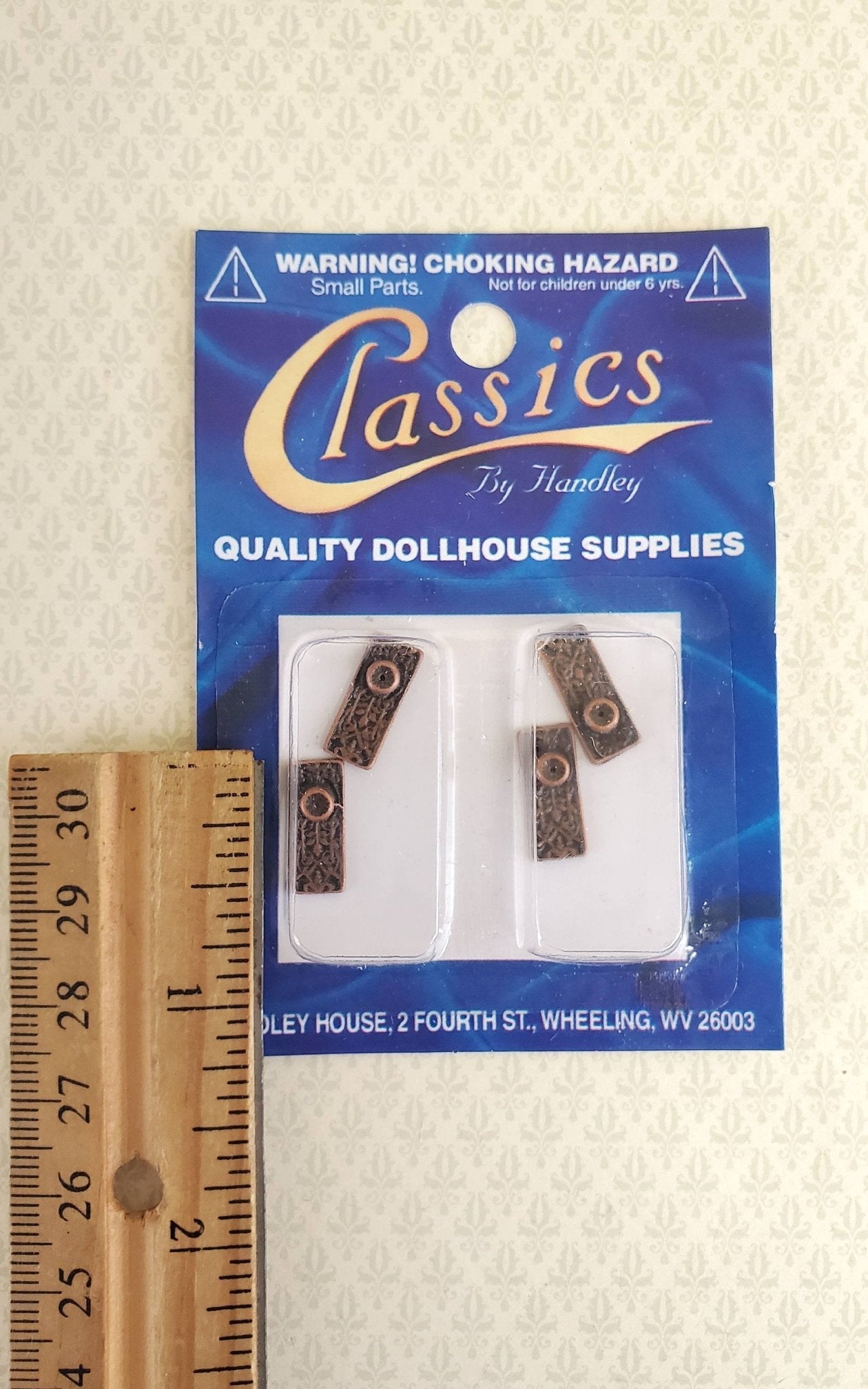 Dollhouse Miniature Door Knobs Fancy with Plates Set Antique Bronze 1:12 Scale - Miniature Crush