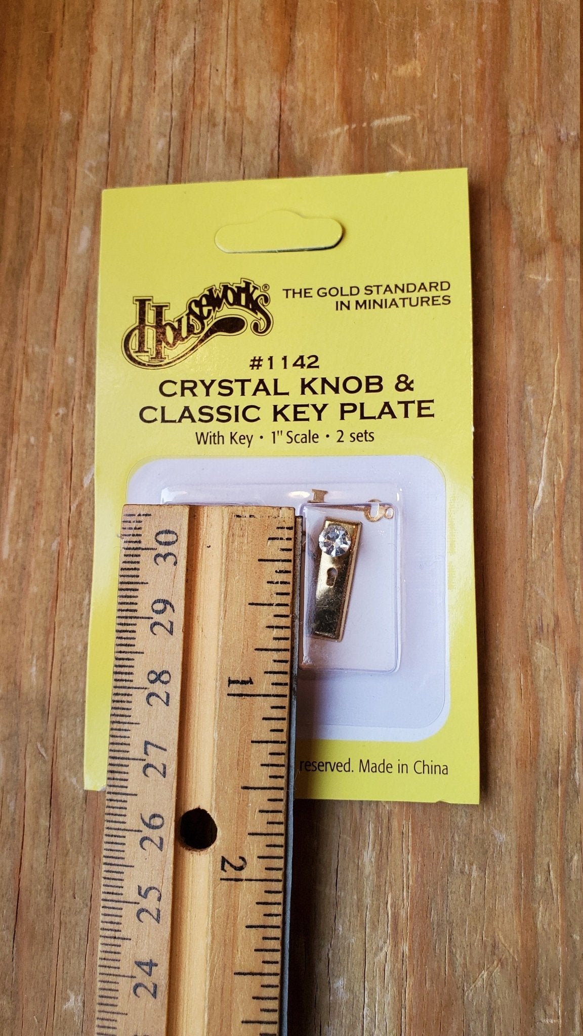 Dollhouse Miniature Door Knobs Handles Gold with Crystal Knobs & Keyhole 1:12 Scale - Miniature Crush