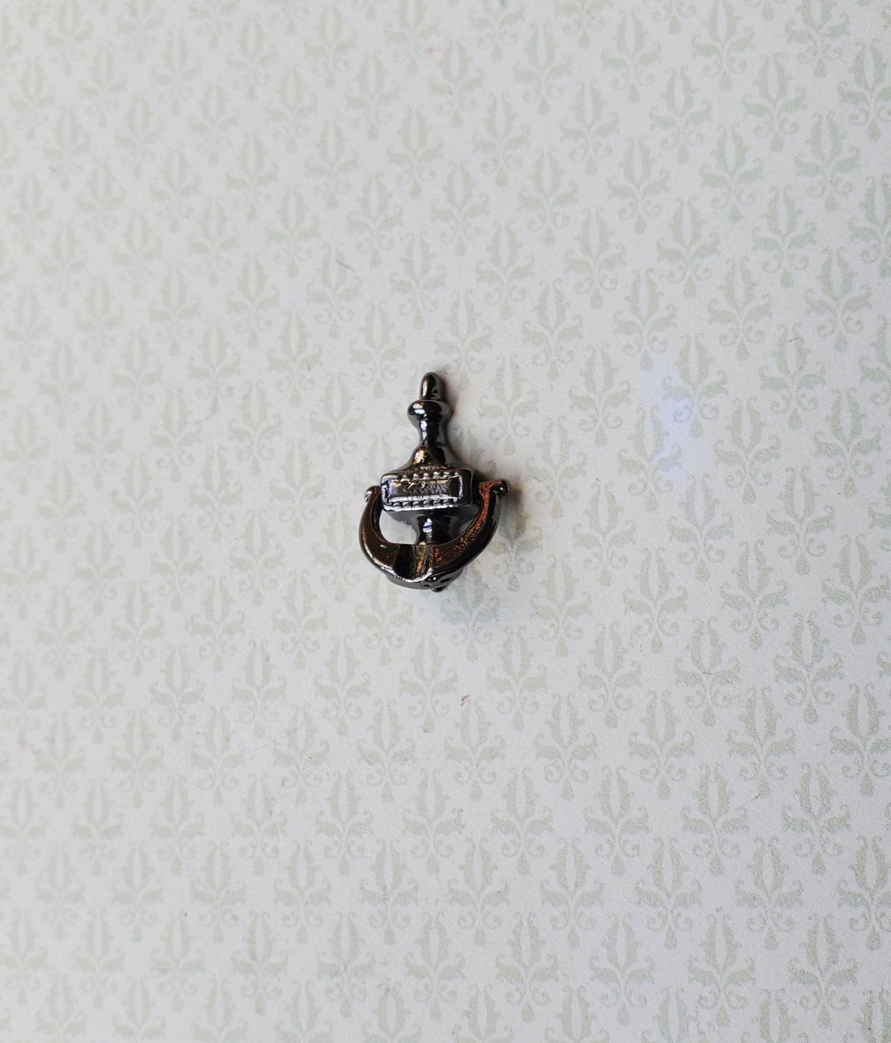 Dollhouse Miniature Door Knocker Classic Style Dark Bronze 1:12 Scale 18 mm - Miniature Crush