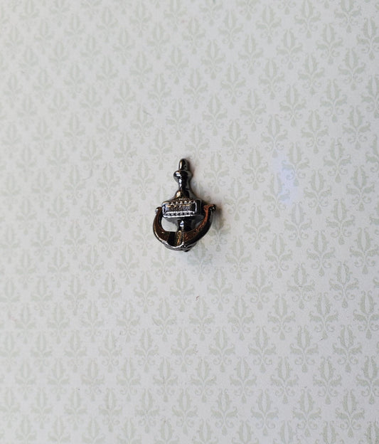 Dollhouse Miniature Door Knocker Classic Style Dark Bronze 1:12 Scale 18 mm - Miniature Crush