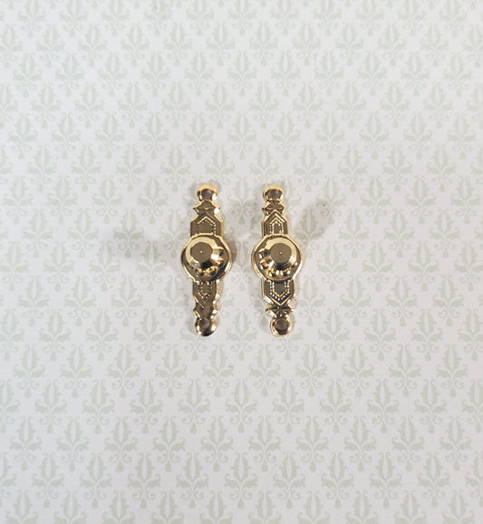 Dollhouse Miniature Doorknobs Handles Fancy Gold 1 Set 1:12 Scale CLA05510 - Miniature Crush