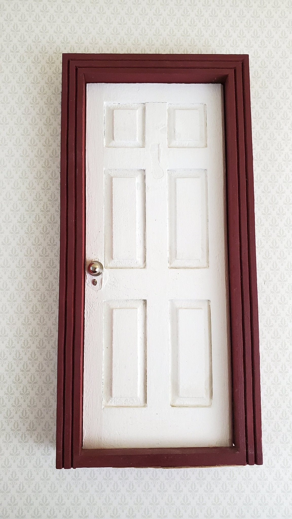 Dollhouse Miniature Doorknobs Round Silver Nickel with Keyhole 1:12 Scale 2 Sets - Miniature Crush