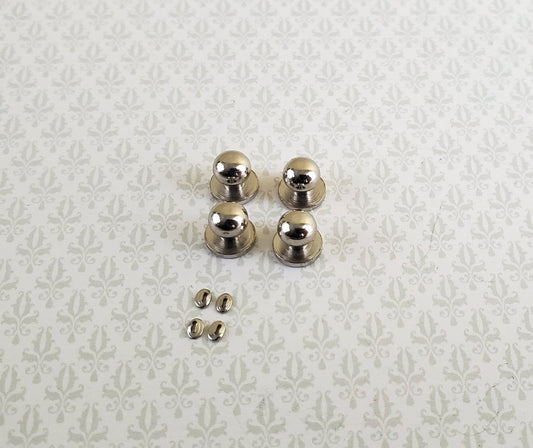 Dollhouse Miniature Doorknobs Round Silver Nickel with Keyhole 1:12 Scale 2 Sets - Miniature Crush