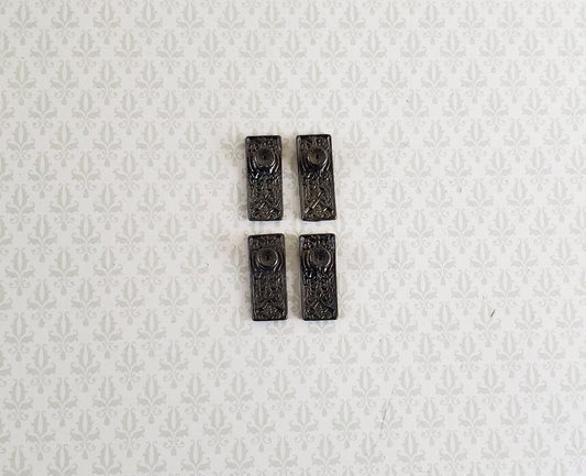 Dollhouse Miniature Doorknobs with Plate Dark Pewter Fancy Set 1:12 Scale - Miniature Crush