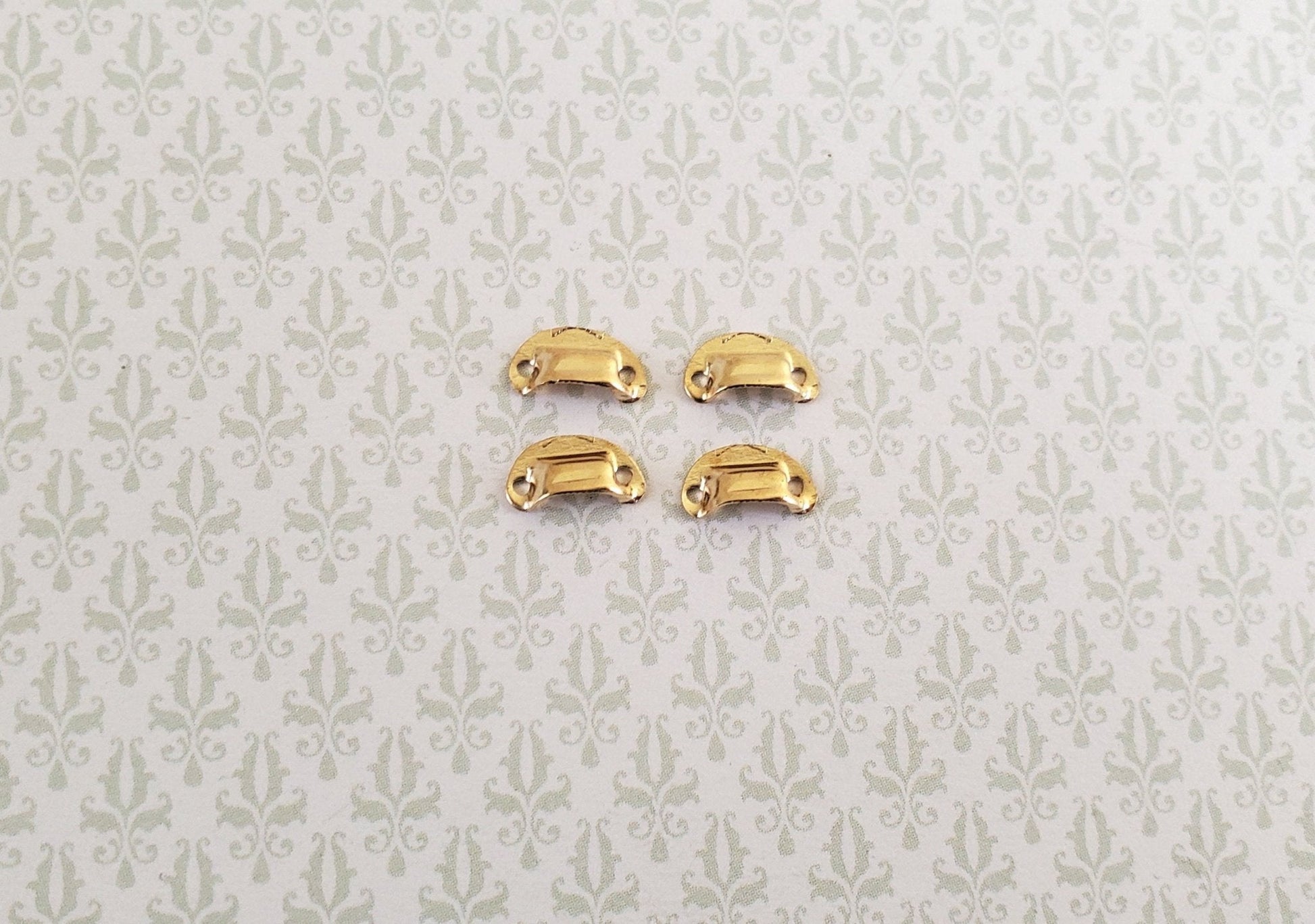 Dollhouse Miniature Drawer Cup Pulls Cabinet Gold Finish Metal x4 1:12 Scale - Miniature Crush