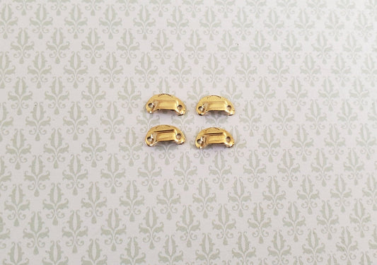 Dollhouse Miniature Drawer Cup Pulls Cabinet Gold Finish Metal x4 1:12 Scale - Miniature Crush