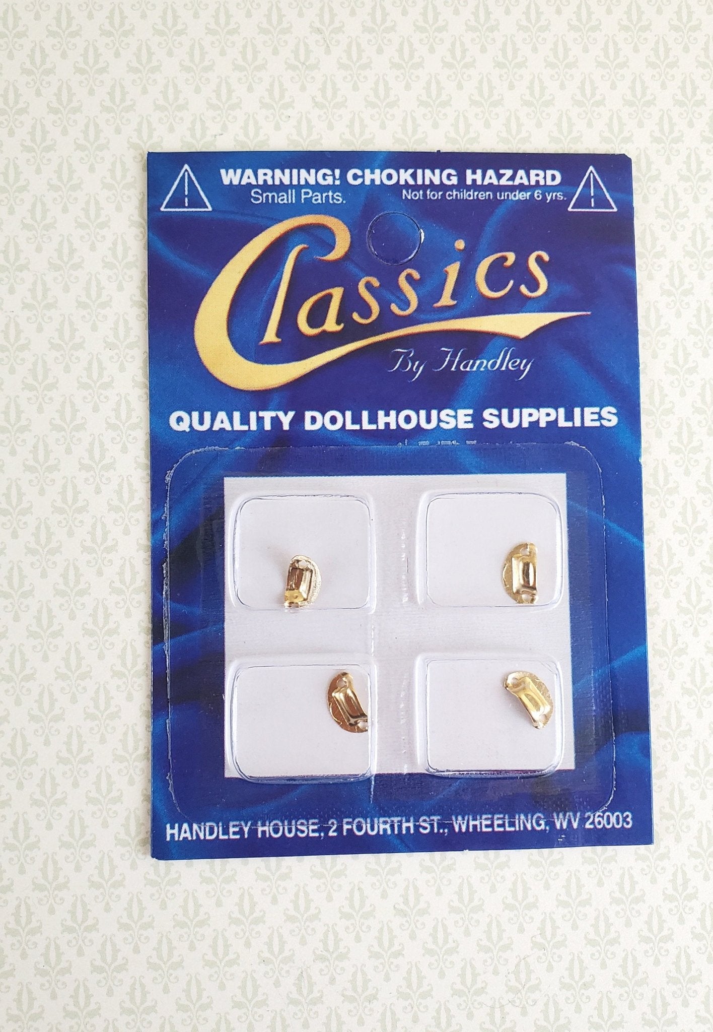 Dollhouse Miniature Drawer Cup Pulls Cabinet Gold Finish Metal x4 1:12 Scale - Miniature Crush