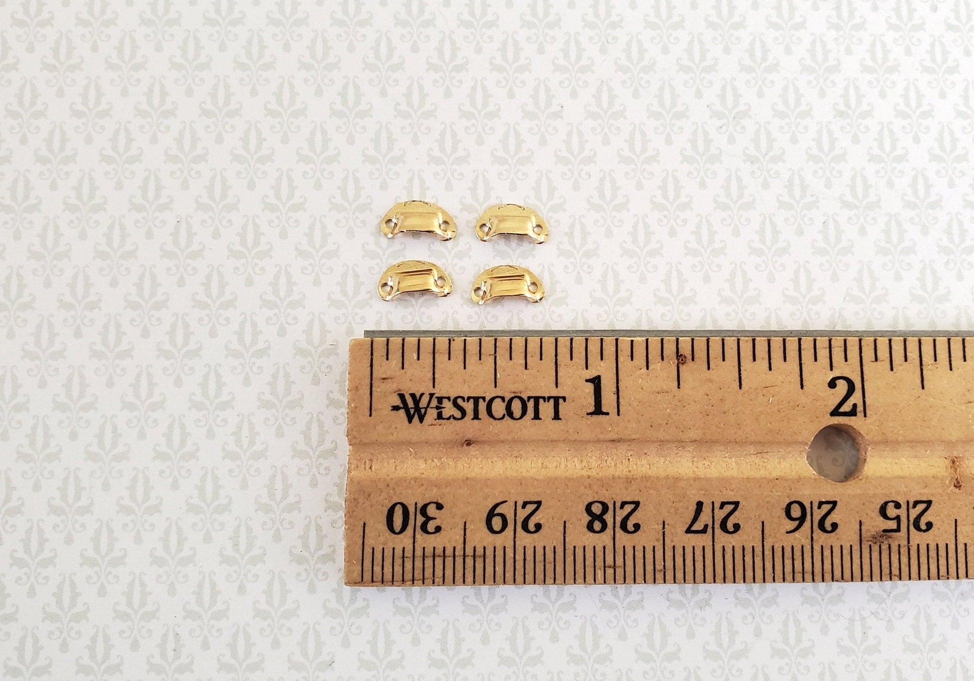 Dollhouse Miniature Drawer Cup Pulls Cabinet Gold Finish Metal x4 1:12 Scale - Miniature Crush