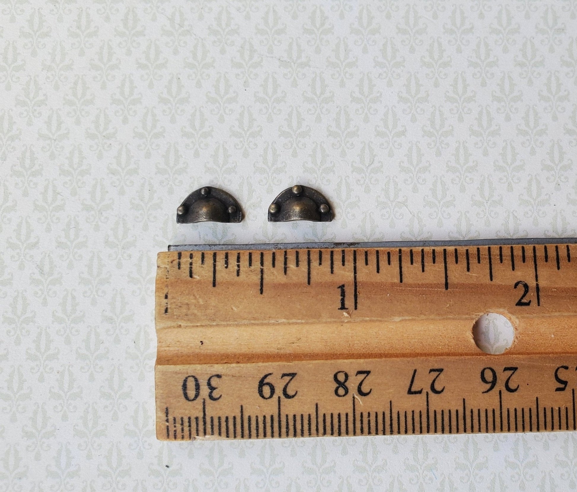 Dollhouse Miniature Drawer Pulls Craftsman Cup Style x2 Antique Bronze Finish 1:12 Scale - Miniature Crush