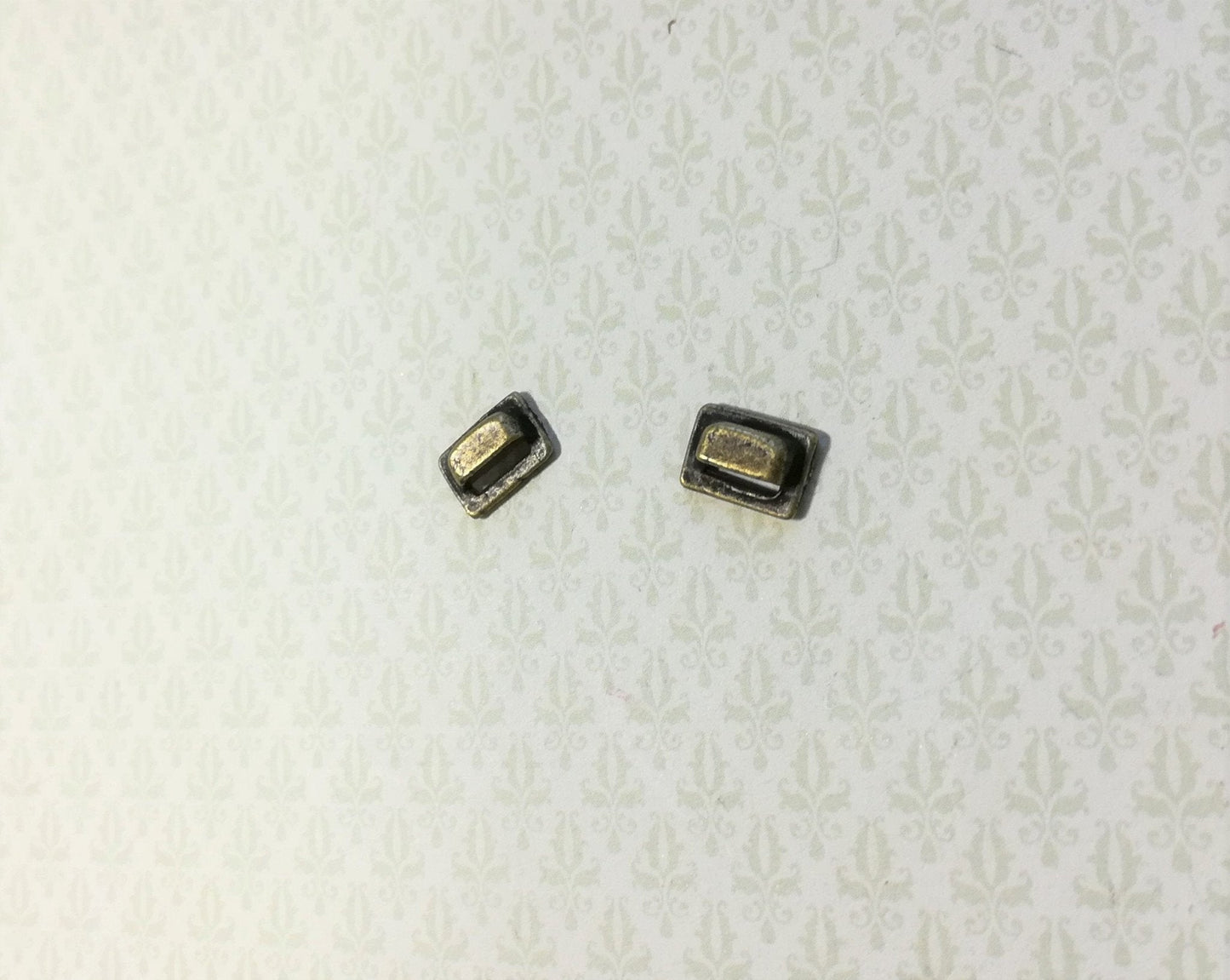 Dollhouse Miniature Drawer Pulls Craftsman Style x2 Antique Bronze Finish 1:12 Scale - Miniature Crush