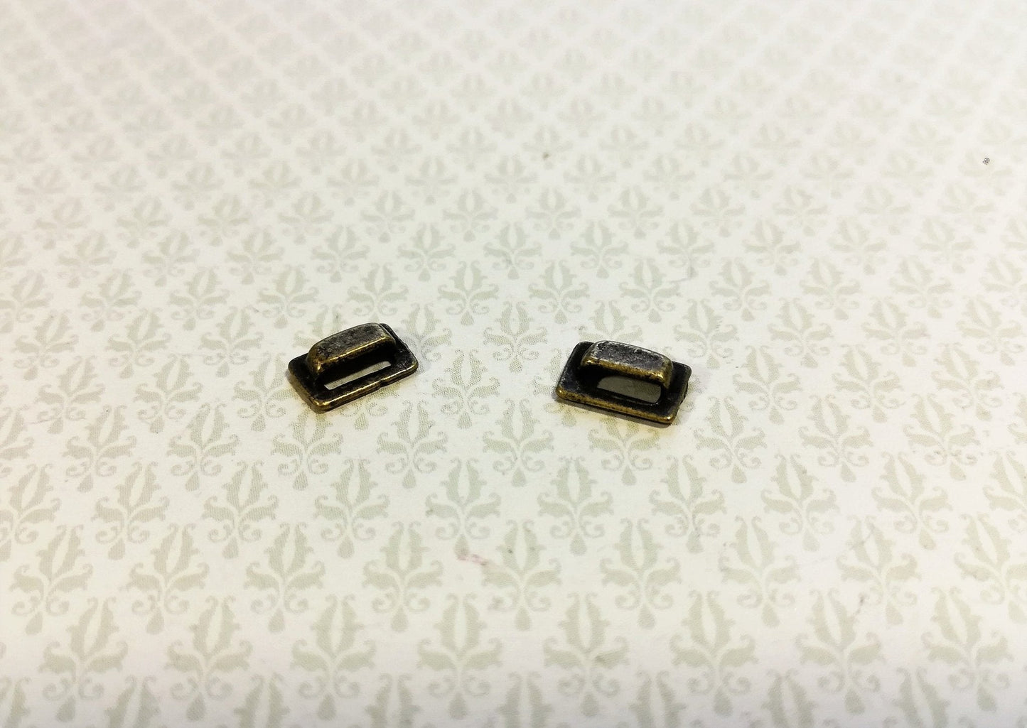 Dollhouse Miniature Drawer Pulls Craftsman Style x2 Antique Bronze Finish 1:12 Scale - Miniature Crush