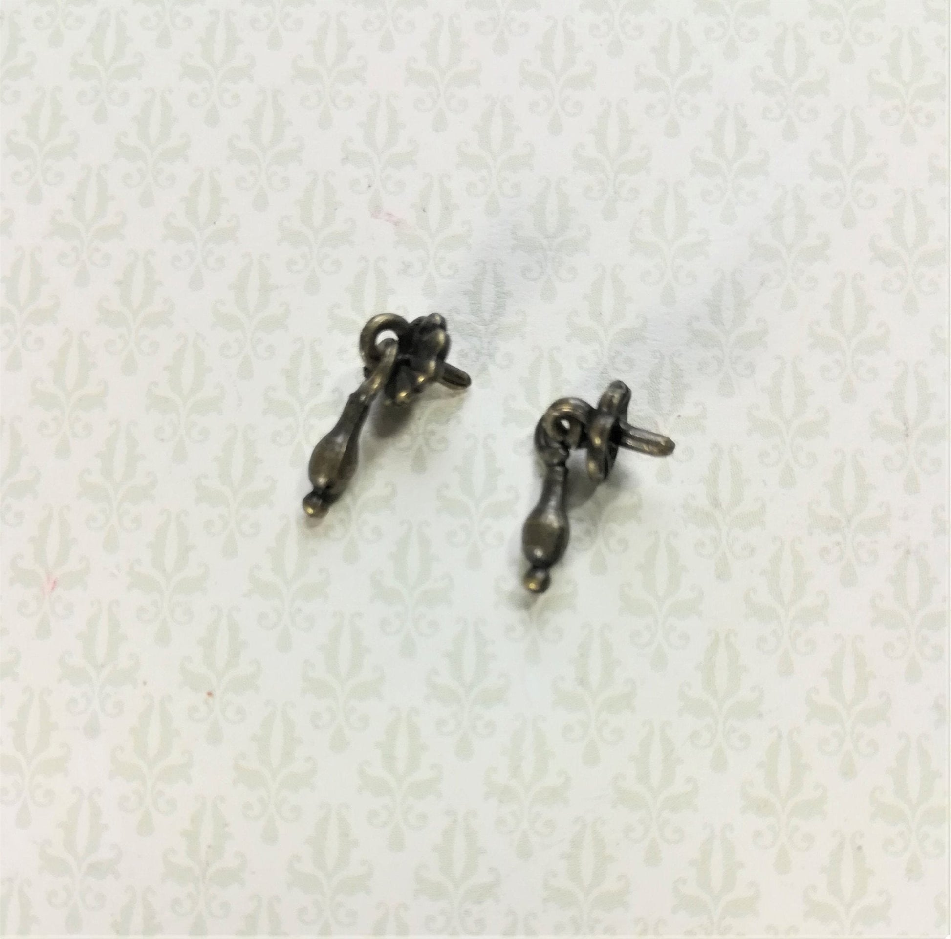 Dollhouse Miniature Drawer Pulls Drop Handle Style x2 1:12 Scale Antique Bronze - Miniature Crush