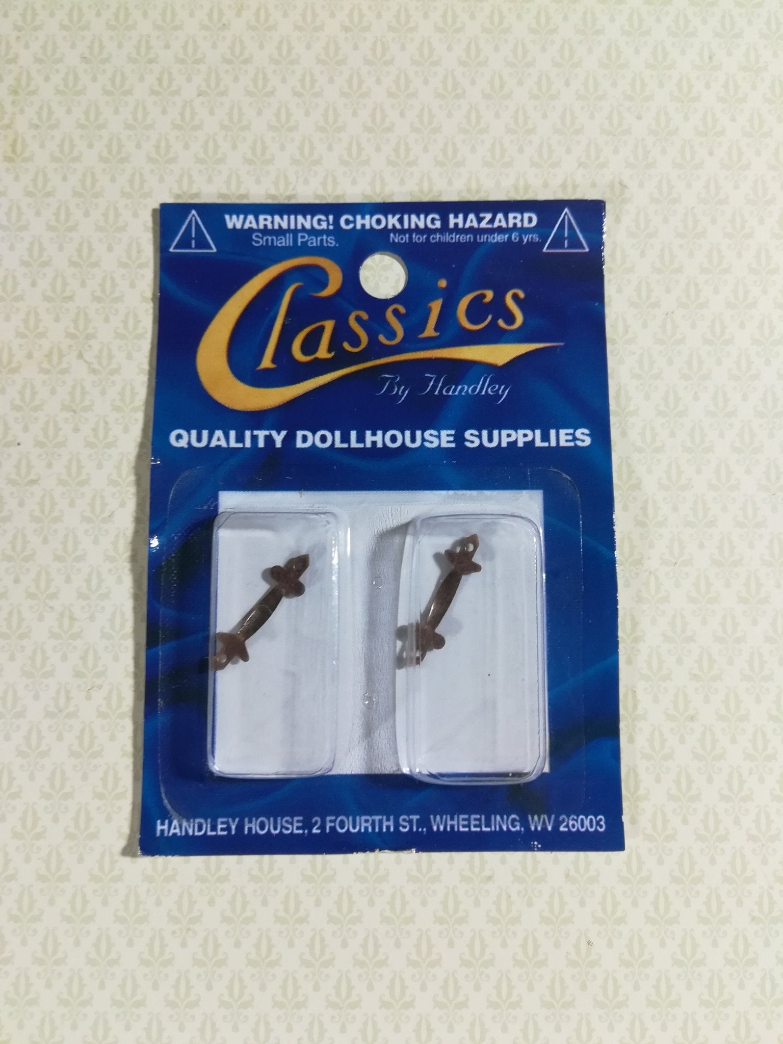 Dollhouse Miniature Drawer Pulls or Door Handles x2 Bronze 1:12 Scale Tudor Style - Miniature Crush