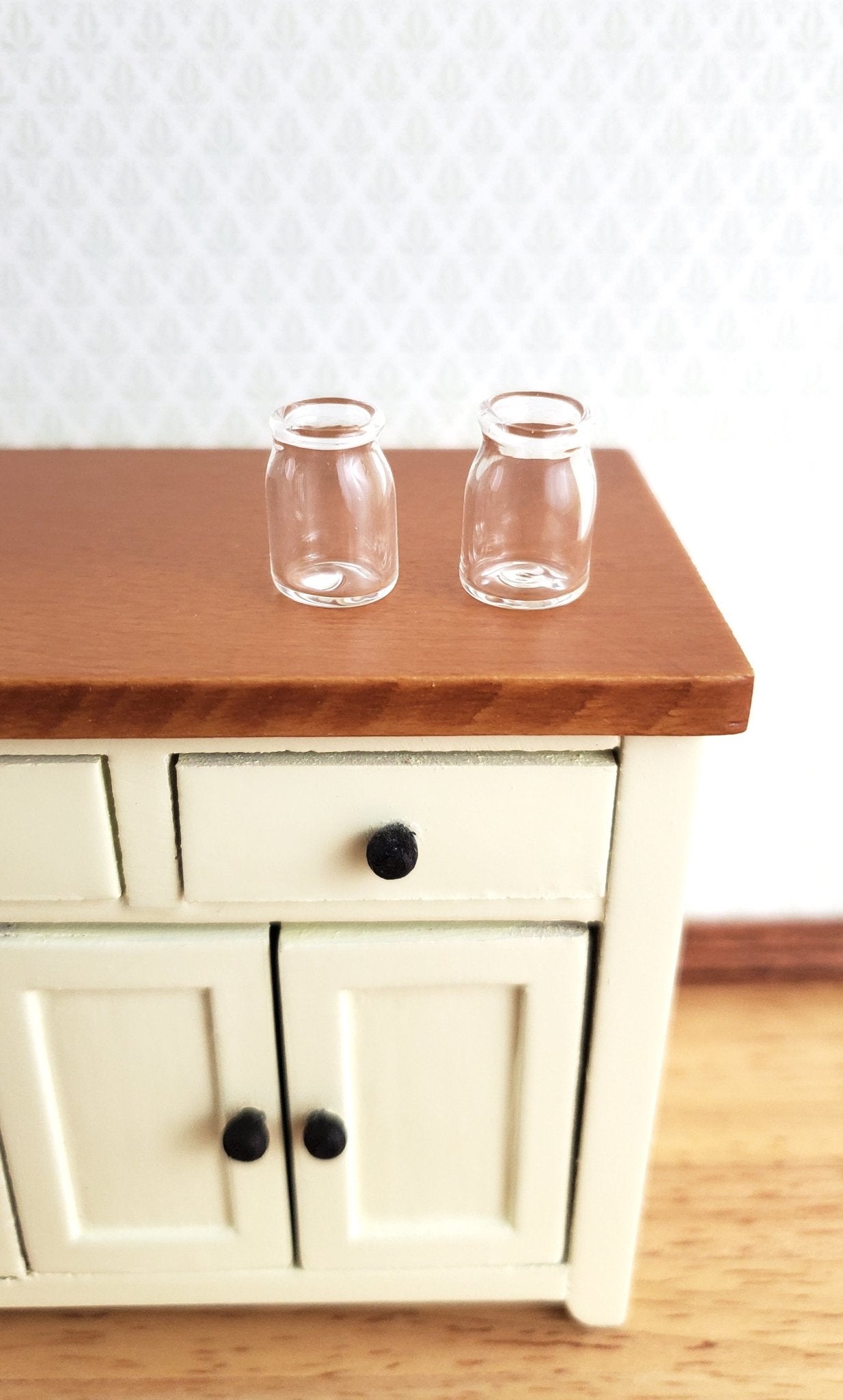 Dollhouse Miniature Empty Glass Jars Open Top Set of 2 for Canning or Treats 1:12 Scale - Miniature Crush