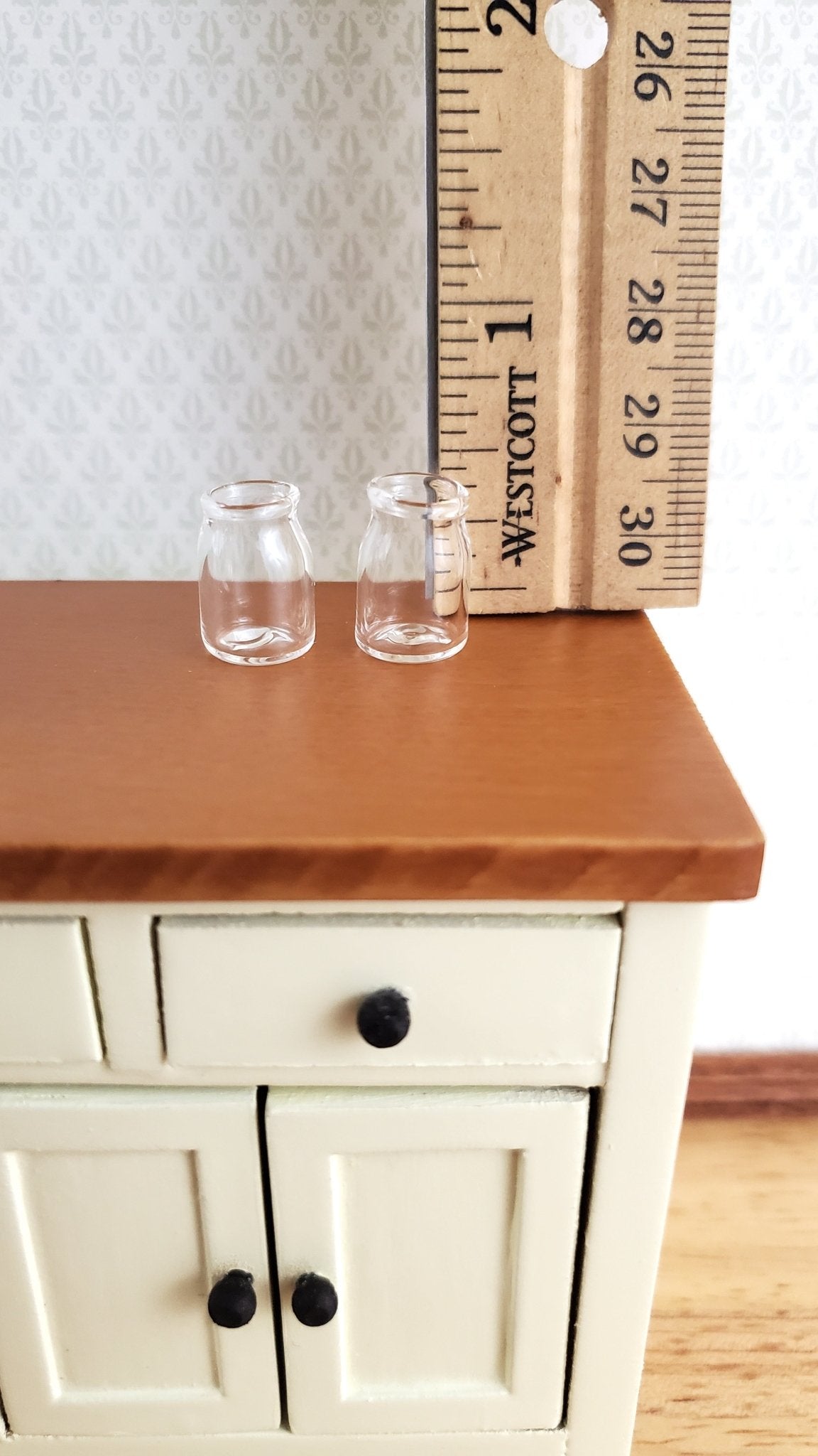 Dollhouse Miniature Empty Glass Jars Open Top Set of 2 for Canning or Treats 1:12 Scale - Miniature Crush
