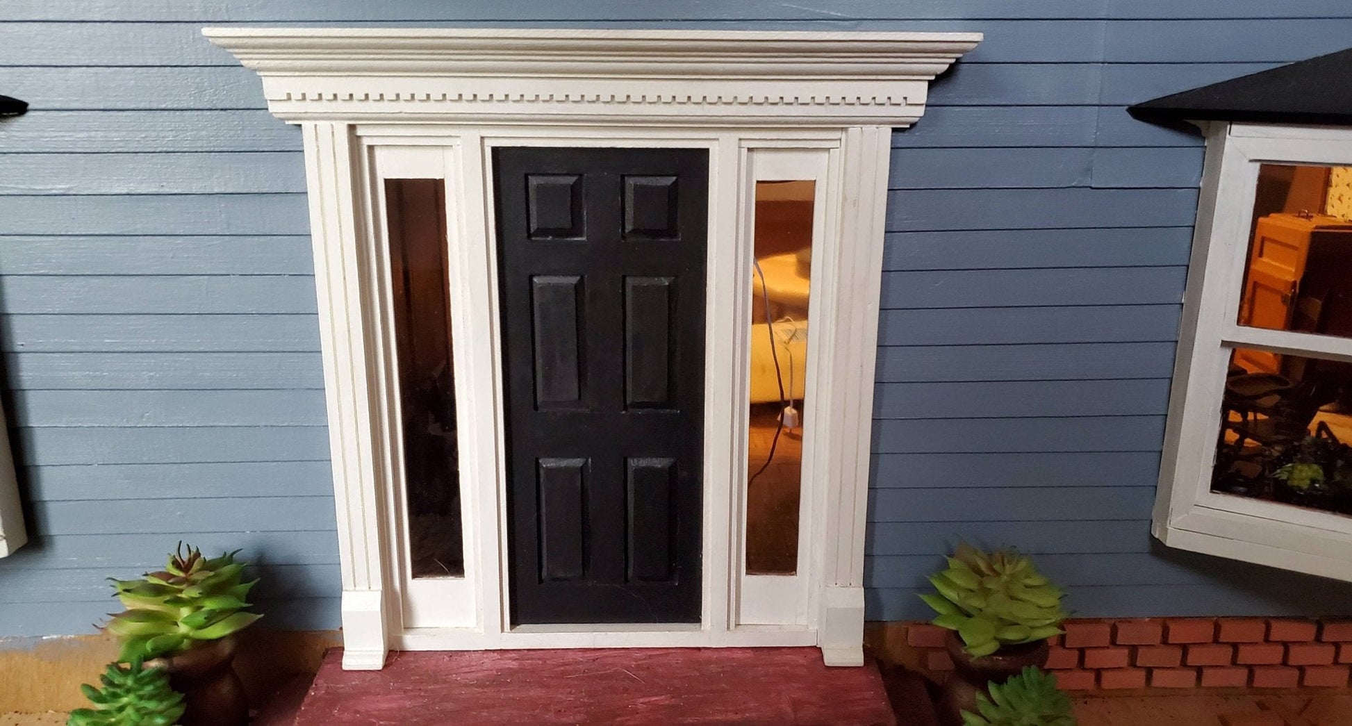 Dollhouse Miniature Exterior Door with Side Lights Jamestown Houseworks 1:12 Scale - Miniature Crush