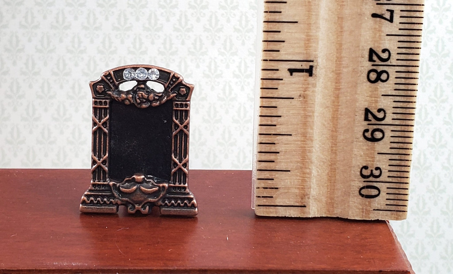 Dollhouse Miniature Fancy Photo Frame with Rhinestones Bonze 1:12 Scale Art Deco - Miniature Crush