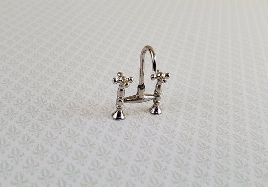 Dollhouse Miniature Faucet Mixer Tap Chrome Silver for Kitchen or Bathroom Sink 1:12 Scale - Miniature Crush