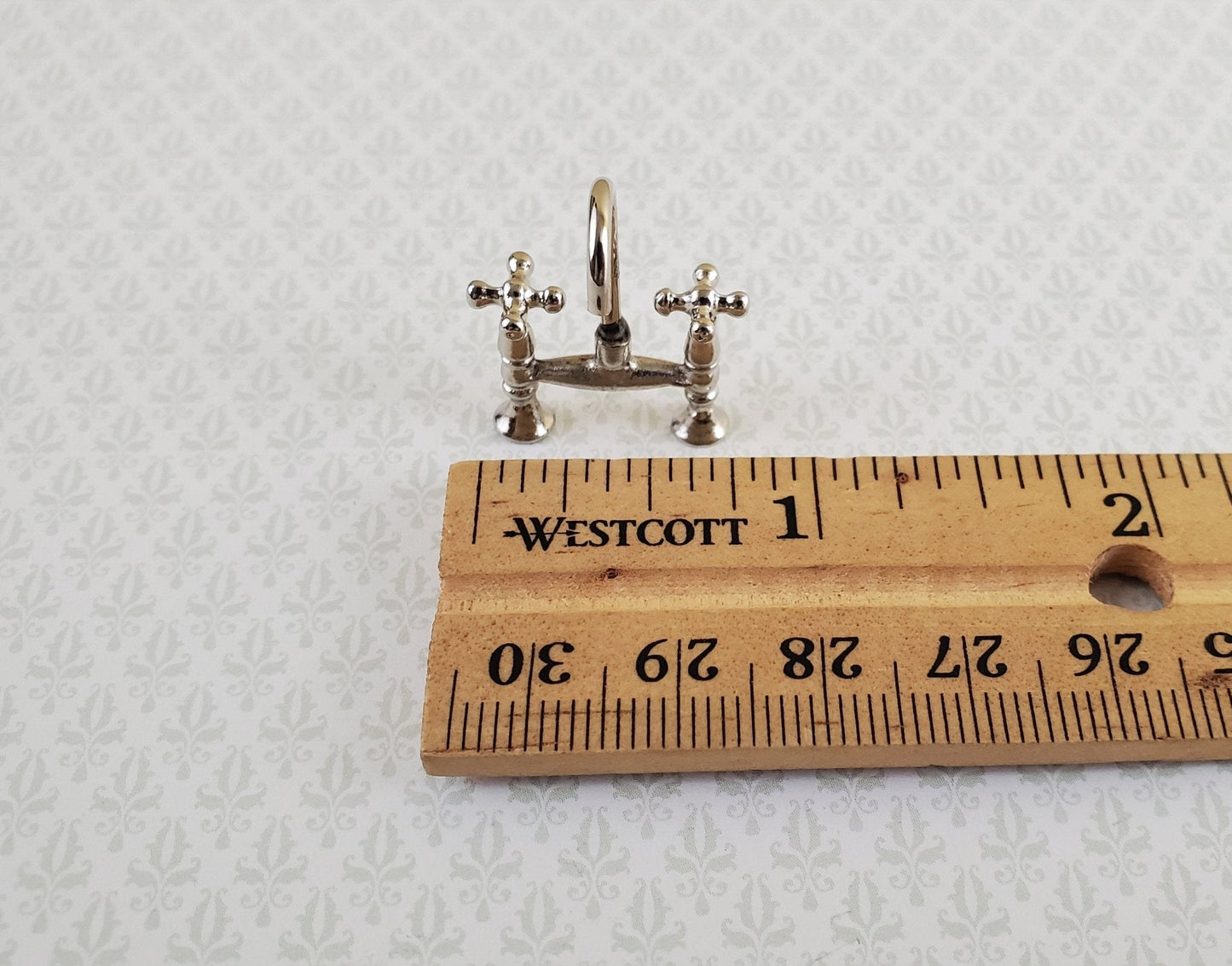 Dollhouse Miniature Faucet Mixer Tap Chrome Silver for Kitchen or Bathroom Sink 1:12 Scale - Miniature Crush
