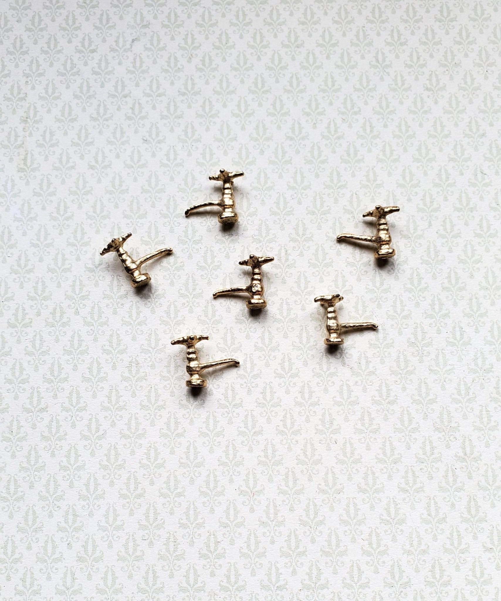 Dollhouse Miniature Faucet Taps x6 for Kitchen or Bathroom Sink 1:12 Scale Gold Metal - Miniature Crush