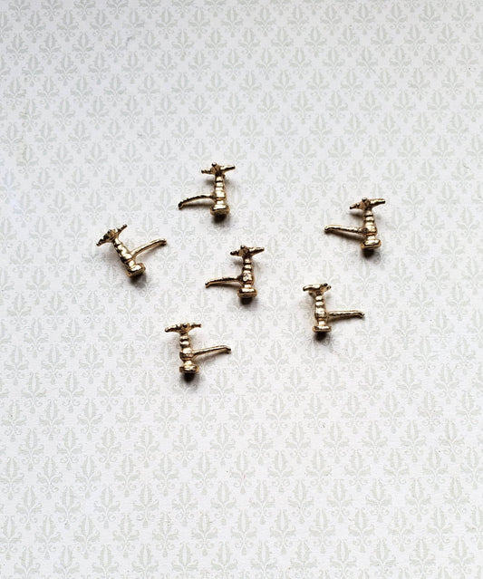 Dollhouse Miniature Faucet Taps x6 for Kitchen or Bathroom Sink 1:12 Scale Gold Metal - Miniature Crush