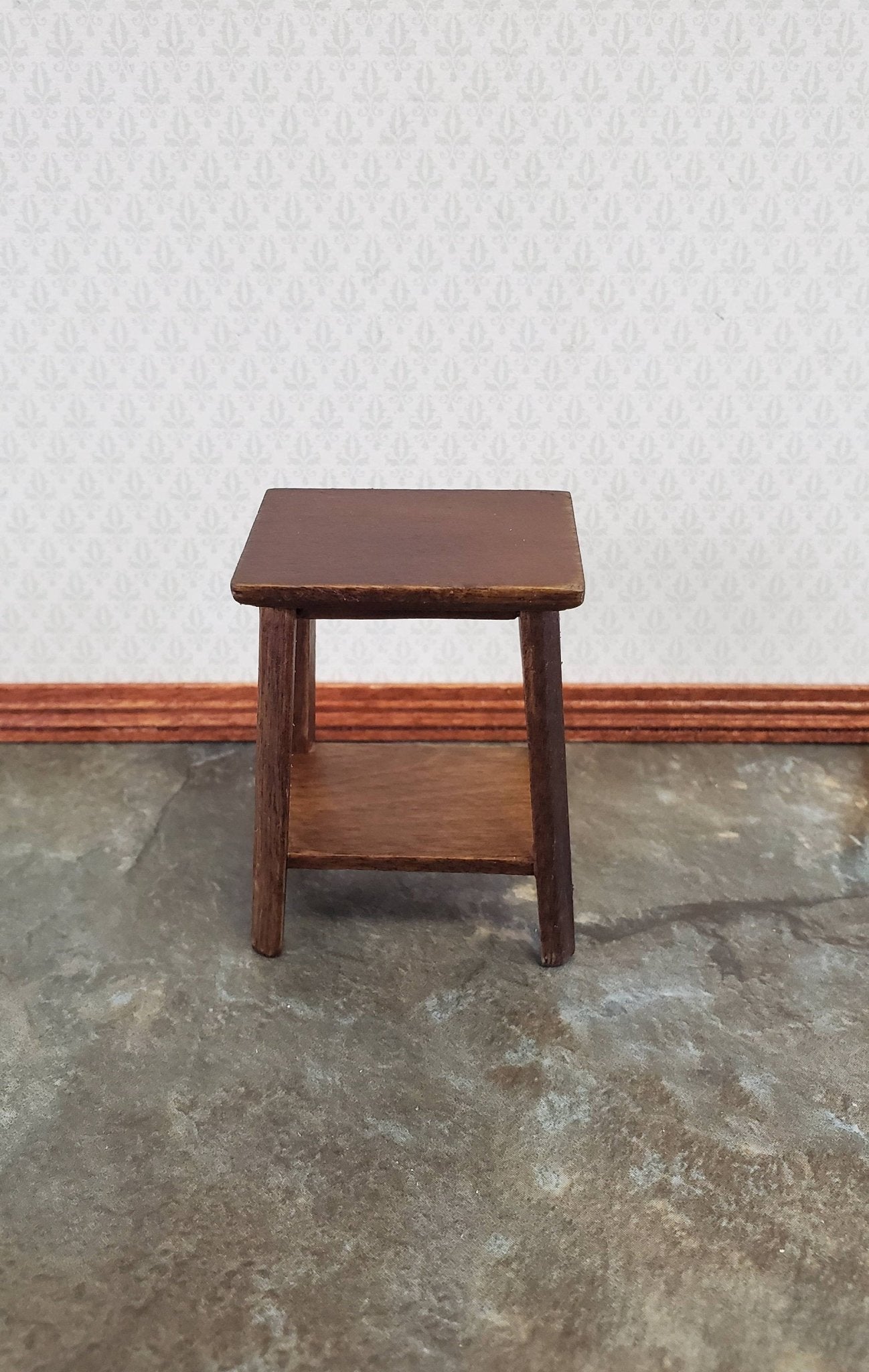 Dollhouse Miniature Fern or Plant Stand Side Table Walnut Finish 1:12 Scale Furniture - Miniature Crush