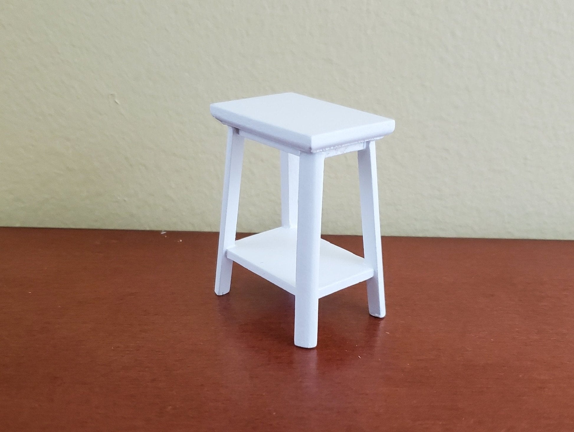 Dollhouse Miniature Fern or Plant Stand Side Table White Finish 1:12 Scale Furniture - Miniature Crush