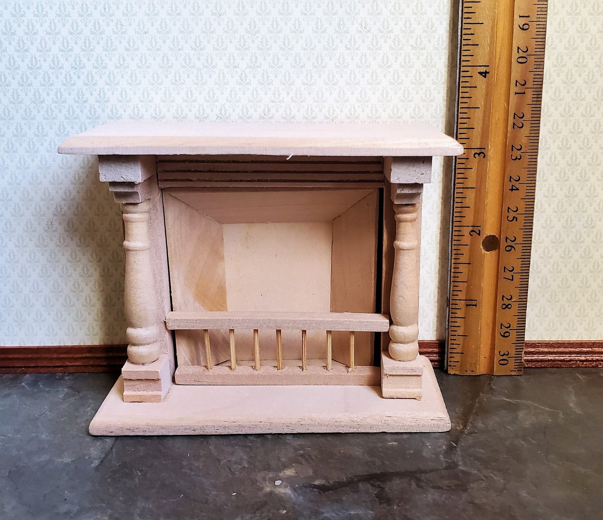 Dollhouse Miniature Fireplace Large DIY 1:12 Scale Furniture Unfinished Wood - Miniature Crush