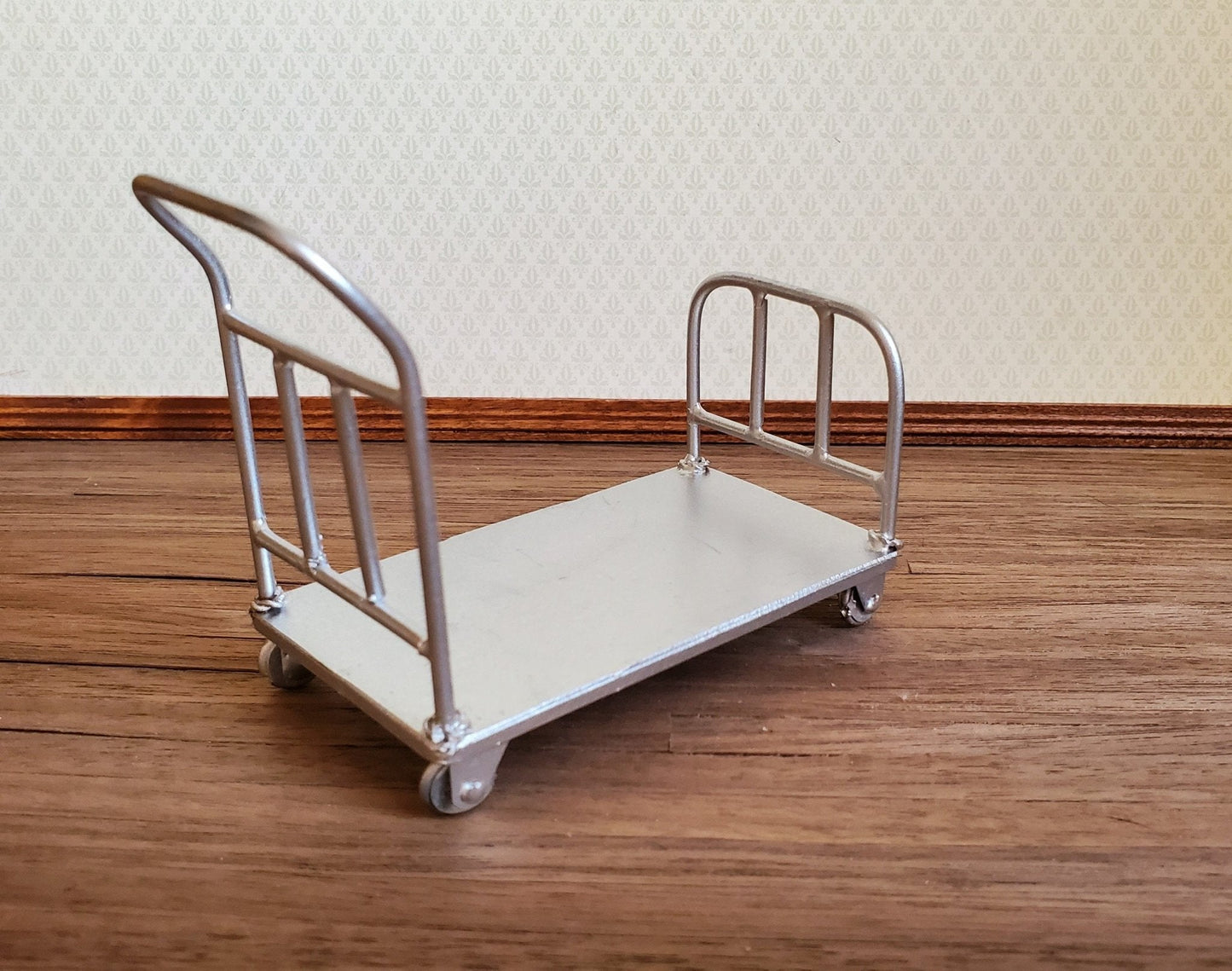 Dollhouse Miniature Flat Bed Cart Metal Utility Platform Hand Truck 1:12 Scale - Miniature Crush