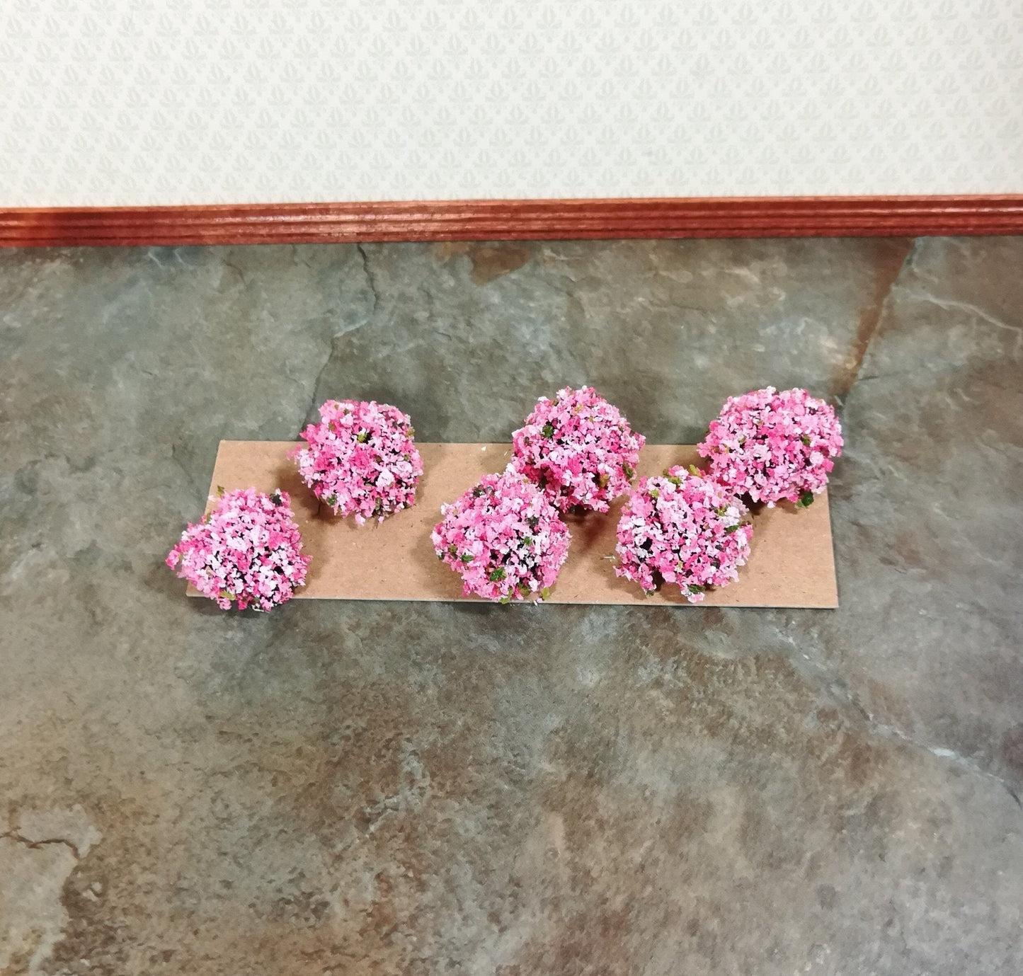 Dollhouse Miniature Flowering Shrub Pink & White Small Bush Round 1:12 Scale - Miniature Crush