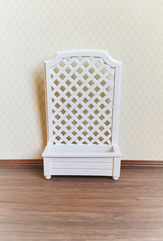 Dollhouse Miniature Garden Trellis with Flower Box White Wood 1:12 Scale - Miniature Crush
