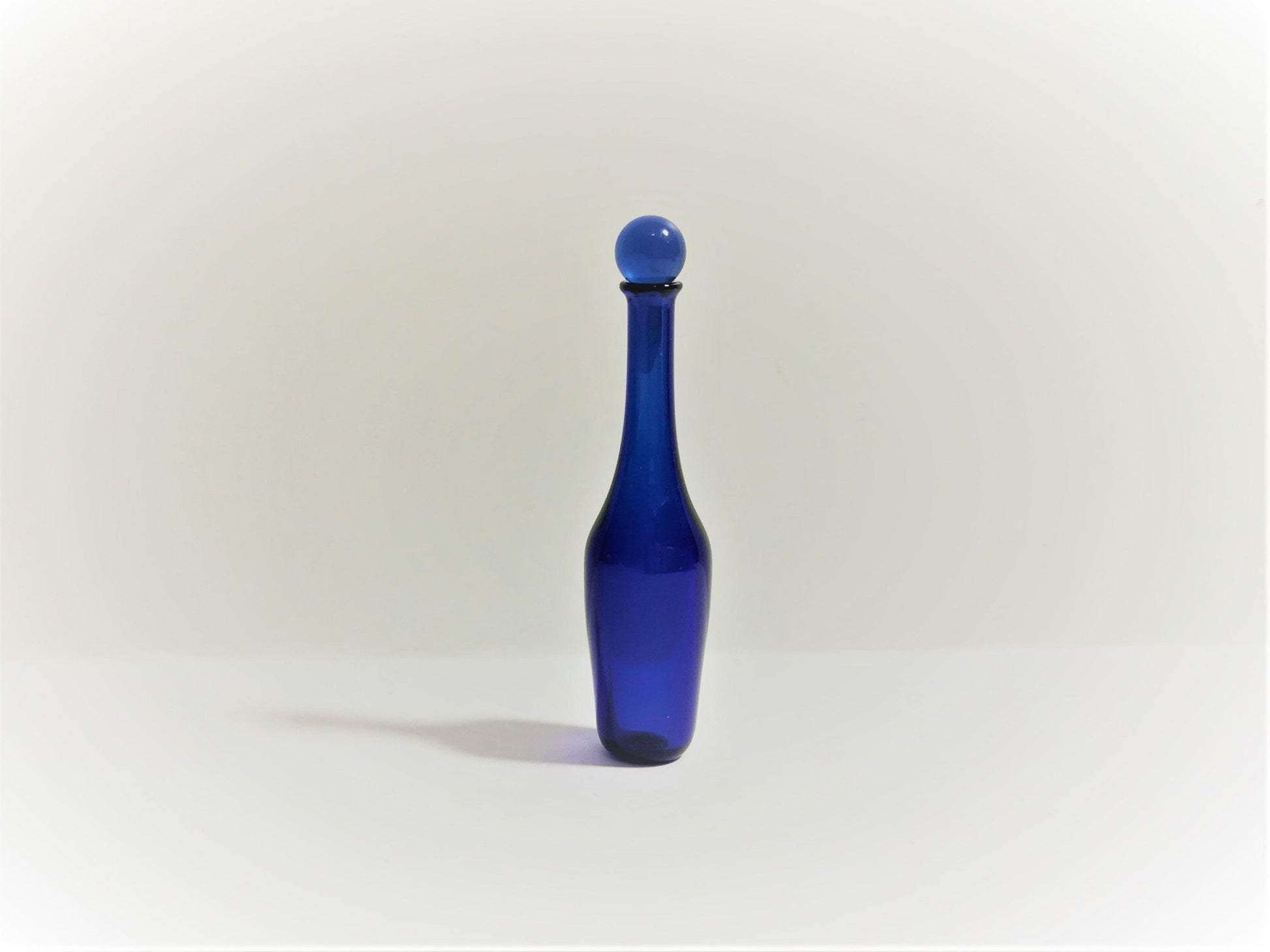 Dollhouse Miniature Glass Decanter Bottle Cobalt Blue Large w/ Stopper 1:12 Scale - Miniature Crush
