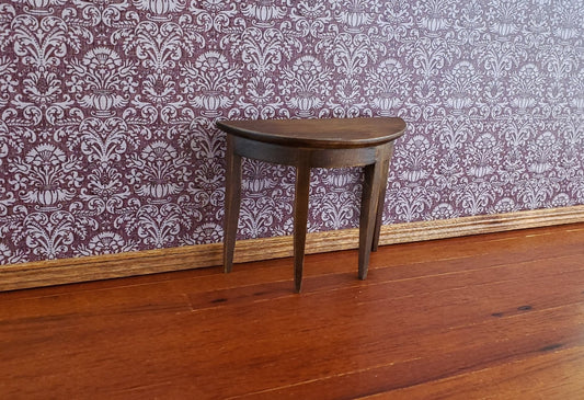 Dollhouse Miniature Half Round Hall Table 1:12 Scale Furniture Walnut Finish - Miniature Crush