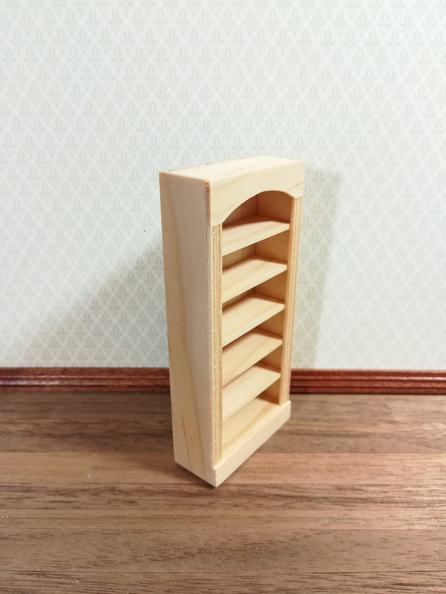 Dollhouse Miniature Half Scale Bookcase Unfinished 1:24 Furniture 5 Shelf Library - Miniature Crush