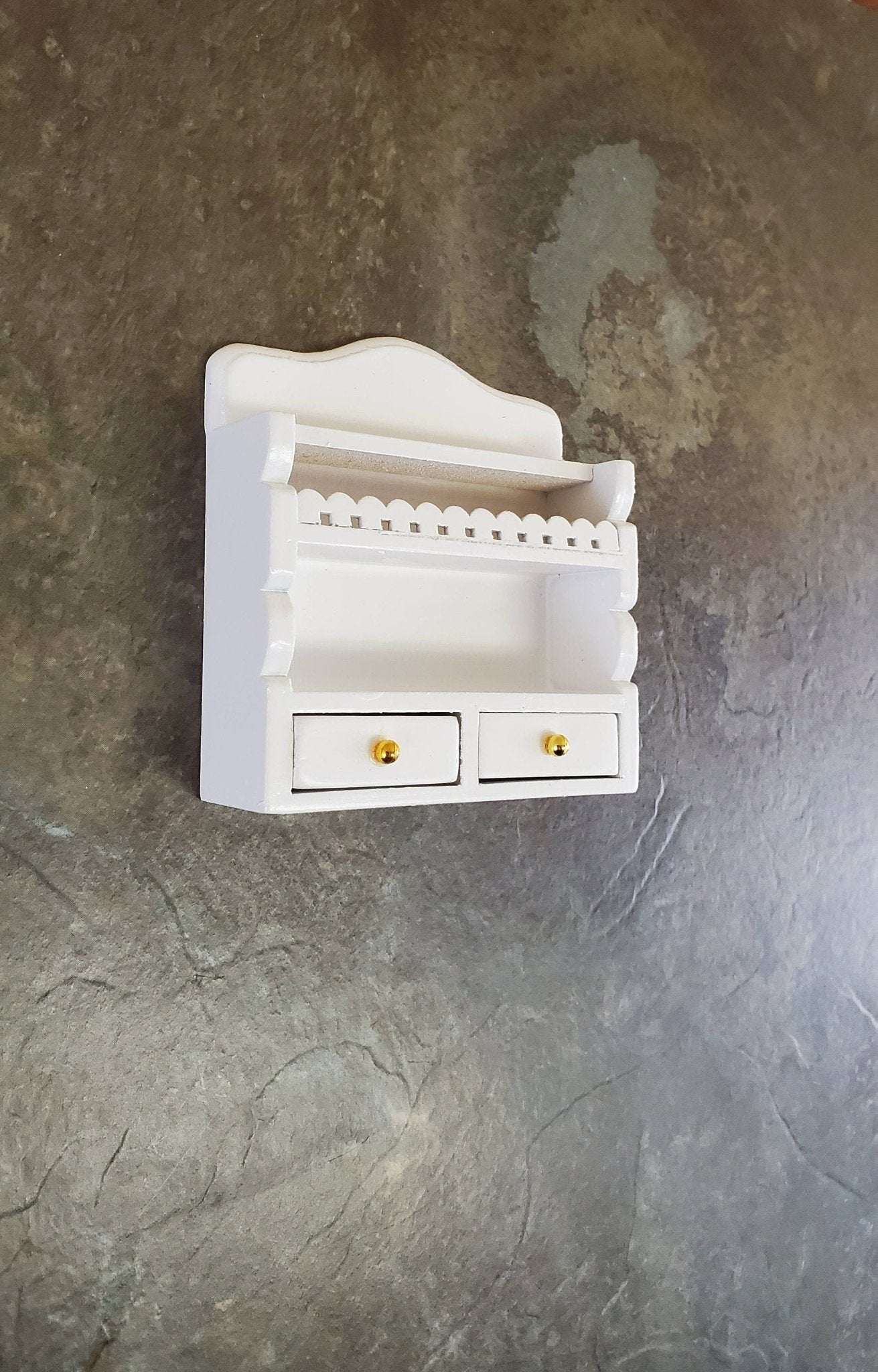 Dollhouse Miniature Hanging Kitchen Shelf White with Drawers 1:12 Scale Furniture - Miniature Crush