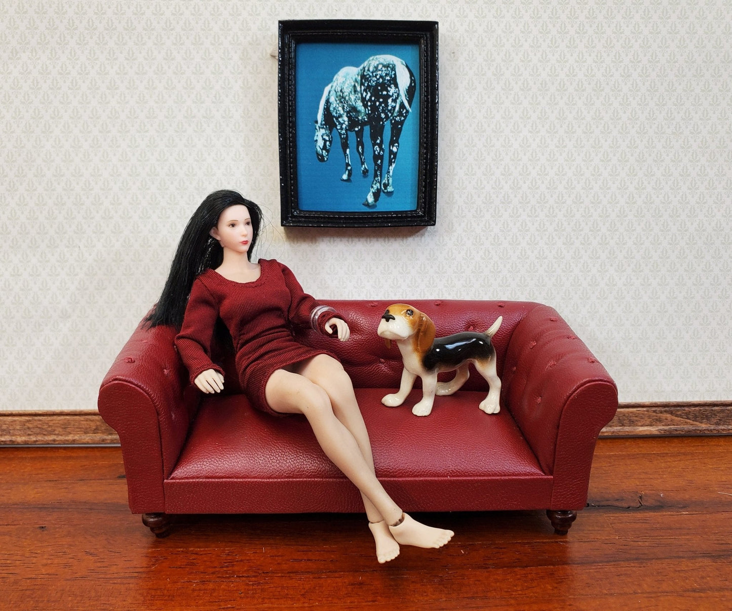 Dollhouse Miniature Horse Print Modern from Original Artwork 1:12 Scale Framed Print - Miniature Crush