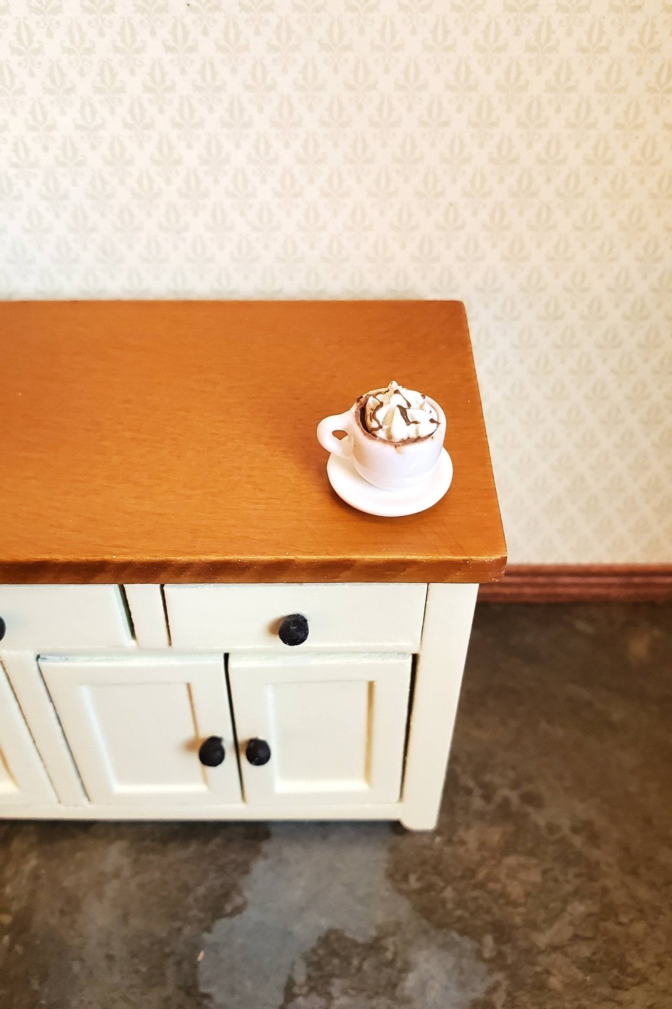 Dollhouse Miniature Hot Cocoa or Coffee Mug Large with Whip Cream 1:12 Scale Food - Miniature Crush